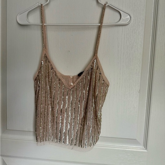 Bershka Cream and Gold Camisole Top - Picture 1 of 6